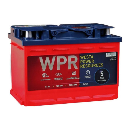 Аккумулятор WPR PREMIUM 74ач 760а прям. пол.