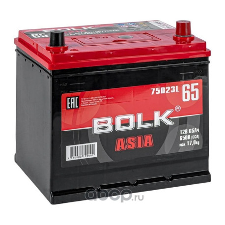 Аккумулятор BOLK ASIA 65/650 D23L обр. пол.