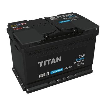 Аккумулятор TITAN 75ач 650а прям. пол.