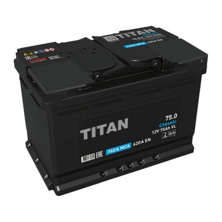 Аккумулятор TITAN 75ач 650а прям. пол.