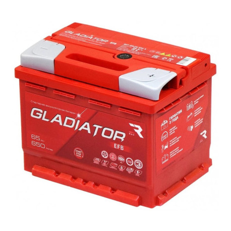 Аккумулятор GLADIATOR EFB 65ач 640а прям. пол.