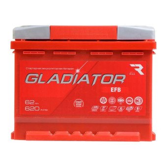Аккумулятор GLADIATOR EFB 62ач 620а прям. пол.