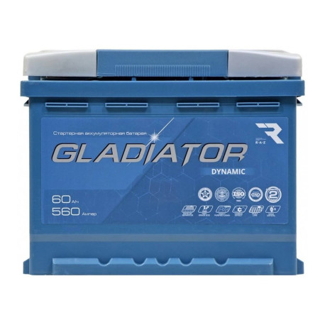 Аккумулятор GLADIATOR dynamic 60ач 560а обр. пол.