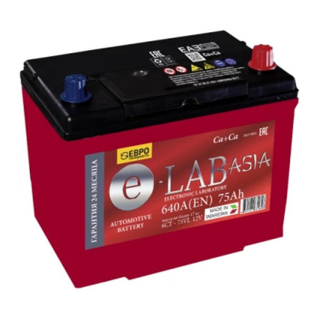 Аккумулятор ELAB Asia 75R обр. пол. 640A 261x173x220 68/550 D26 обр. пол.