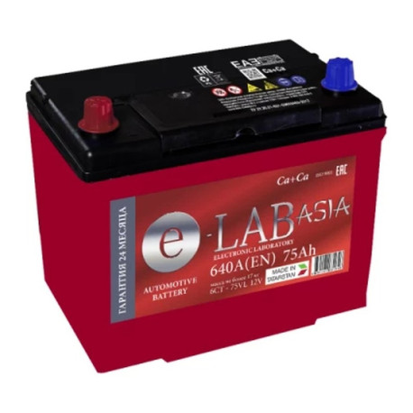Аккумулятор ELAB Asia 75L прям. пол. 640A 261x173x220 68/550 D26 прям. пол.