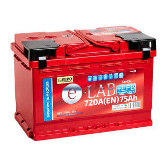 Аккумулятор ELAB EFB 75ач 720а прям. пол.