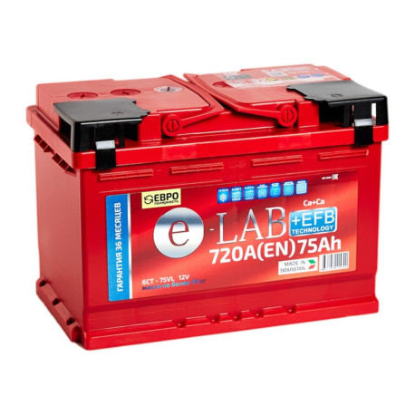 Аккумулятор ELAB EFB 75ач 720а прям. пол.