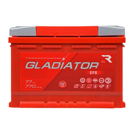 Аккумулятор GLADIATOR EFB 77ач 770а обр. пол.