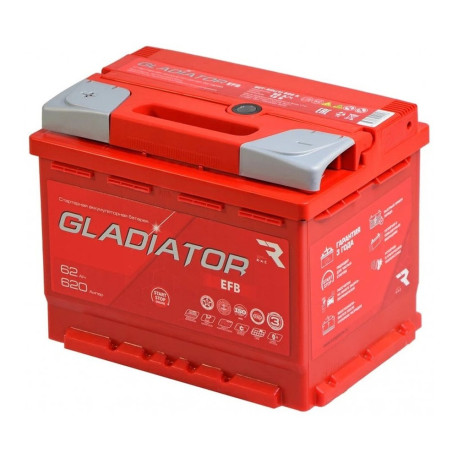 Аккумулятор GLADIATOR EFB 62ач 620а обр. пол.