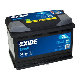 Аккумулятор EXIDE Excell EB741 74ач 680а прям. пол.
