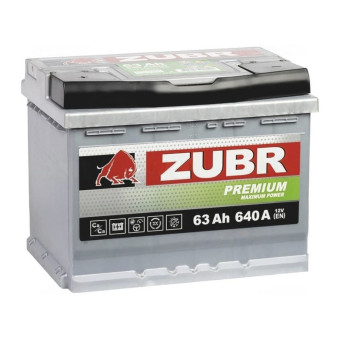 Аккумулятор ZUBR Premium 63ач 640а прям. пол.
