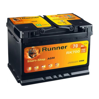 Аккумулятор RUNNER AGM 70ач 760а обр. пол.