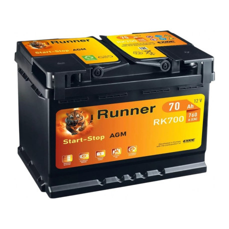 Аккумулятор RUNNER AGM 70ач 760а обр. пол.
