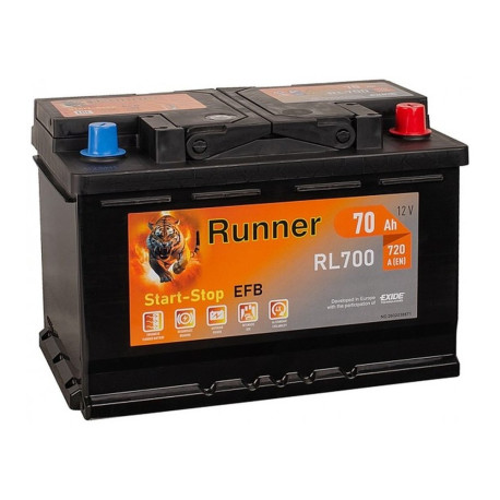 Аккумулятор RUNNER EFB 70ач 760а обр. пол.