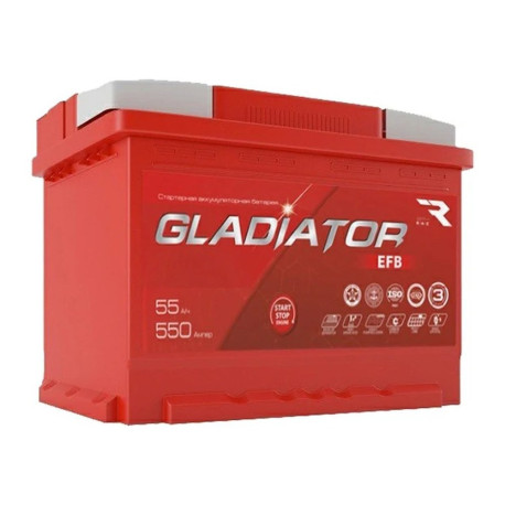 Аккумулятор GLADIATOR EFB 55ач 550а обр. пол.