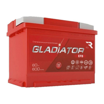 Аккумулятор GLADIATOR EFB 60ач 600а обр. пол.