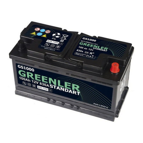 Аккумулятор GREENLER GS1000 100ач 830а обр. пол.
