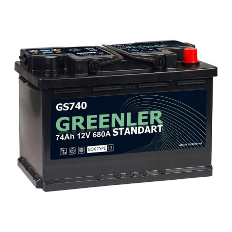Аккумулятор GREENLER GS740 74ач 680а обр. пол.