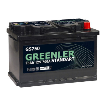 Аккумулятор GREENLER GS750 75ач 700а обр. пол.