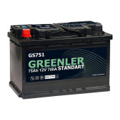 Аккумулятор GREENLER GS751 75ач 700а прям. пол.