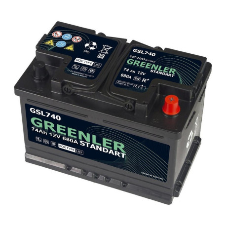 Аккумулятор GREENLER GSL740 74ач 680а обр. пол.
