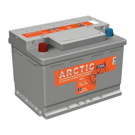 Аккумулятор TITAN Arctic 75ач 750а прям. пол.