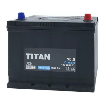Аккумулятор TITAN Classic D26 70/600 D26 обр. пол.