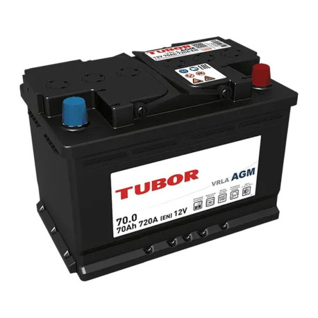 Аккумулятор TUBOR AGM 70ач 720а обр. пол.