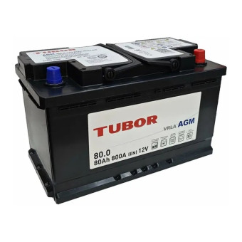 Аккумулятор TUBOR AGM 80ач 800а обр. пол.
