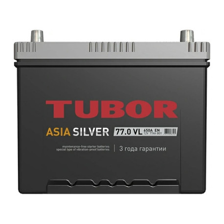 Аккумулятор TUBOR ASIASILVER 77/650 D26L обр. пол.