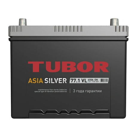 Аккумулятор TUBOR ASIASILVER 77/650 D26R прям. пол.